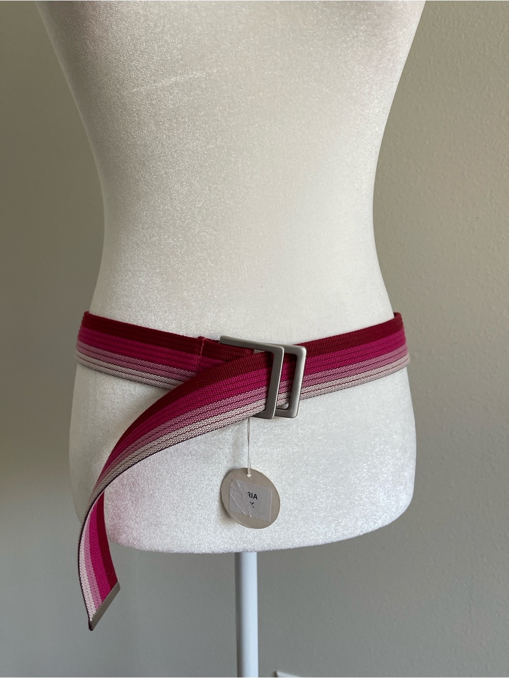 Truth Striped Pink & Fuchsia Webbing Belt with Metal Buckle